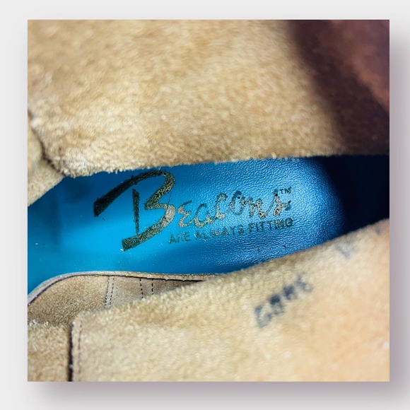 Vintage 60s Beacons Are Always Fitting Camel Leather Harness Go Go‎ Ankle Boots - Picture 9 of 11